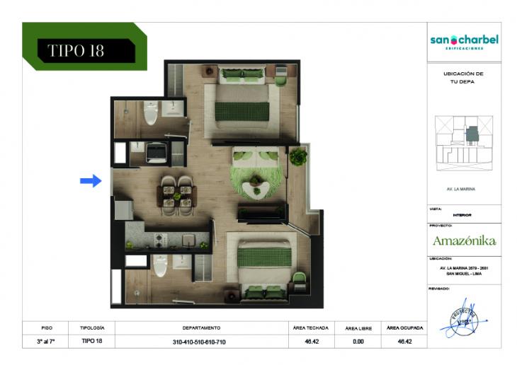 Plano del modelo TIPO 18 del proyecto Amazónika en San Miguel