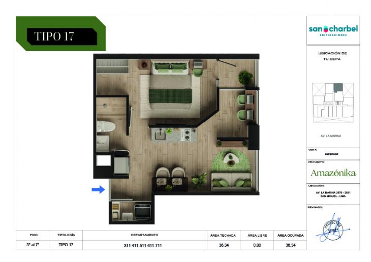 Plano del modelo TIPO 17 del proyecto Amazónika en San Miguel