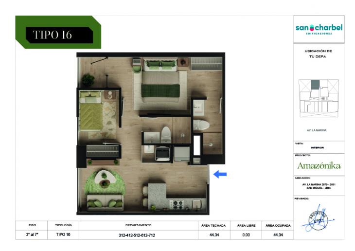 Plano del modelo TIPO 16 del proyecto Amazónika en San Miguel