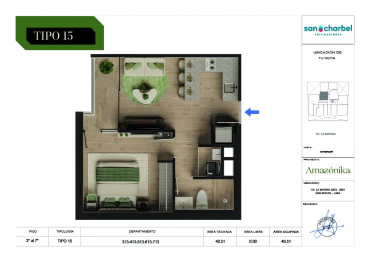 Plano del modelo TIPO 15 del proyecto Amazónika en San Miguel