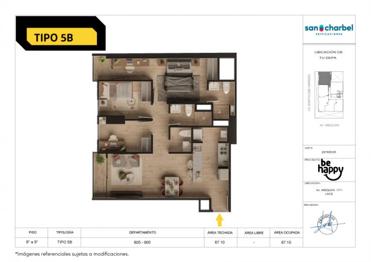 Plano del modelo TIPO 5B del proyecto Be Happy en Lince