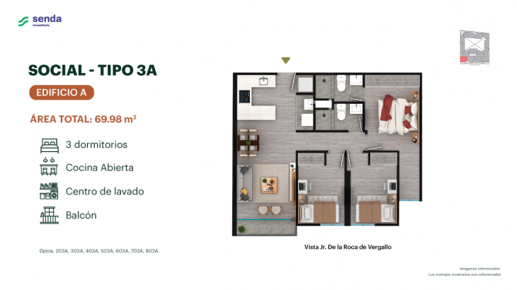 Plano del modelo TIPO 3A del proyecto EDÉM en Magdalena Del Mar