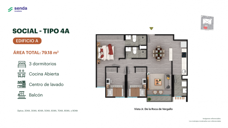 Plano del modelo TIPO 4A del proyecto EDÉM en Magdalena Del Mar