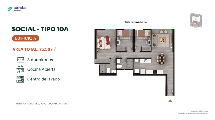Plano del modelo TIPO 10A del proyecto EDÉM en Magdalena Del Mar