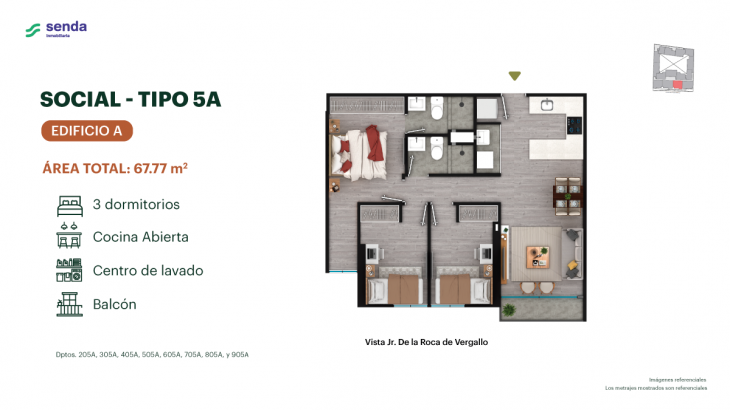 Plano del modelo TIPO 5A del proyecto EDÉM en Magdalena Del Mar