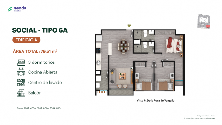 Plano del modelo TIPO 6A del proyecto EDÉM en Magdalena Del Mar