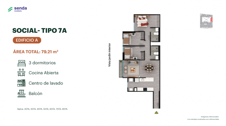 Plano del modelo TIPO 7A del proyecto EDÉM en Magdalena Del Mar