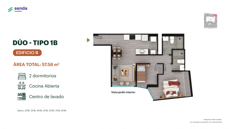 Plano del modelo TIPO 1B del proyecto EDÉM en Magdalena Del Mar