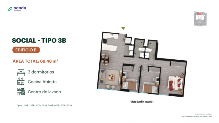 Plano del modelo TIPO 3B del proyecto EDÉM en Magdalena Del Mar