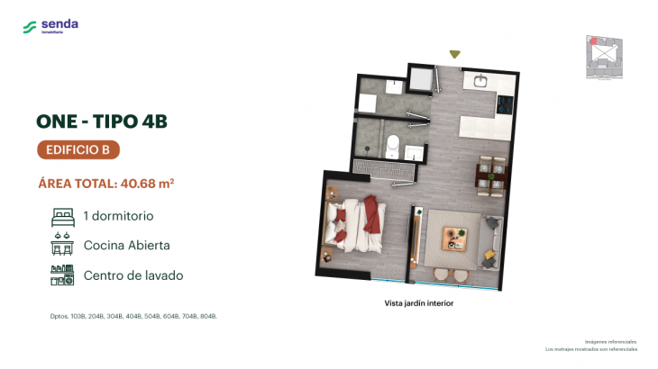 Plano del modelo TIPO 4B del proyecto EDÉM en Magdalena Del Mar