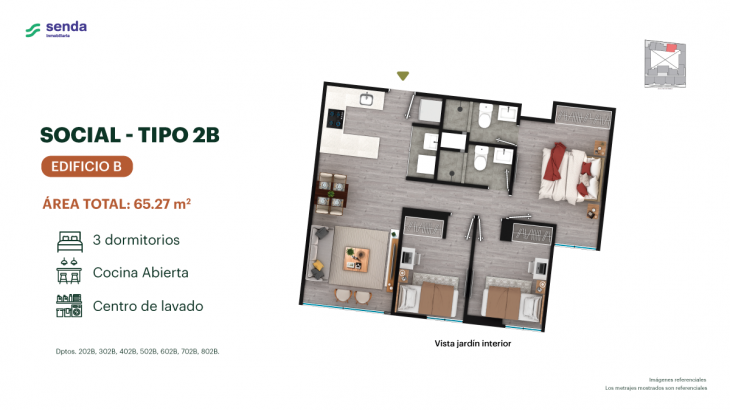 Plano del modelo TIPO 2B del proyecto EDÉM en Magdalena Del Mar