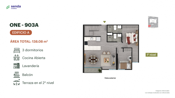 Plano del modelo TIPO 3A del proyecto EDÉM en Magdalena Del Mar