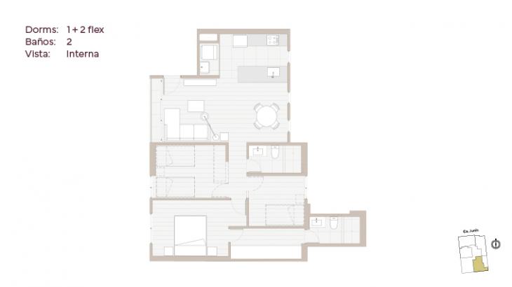 Plano del modelo T04 del proyecto Living Soho en Miraflores