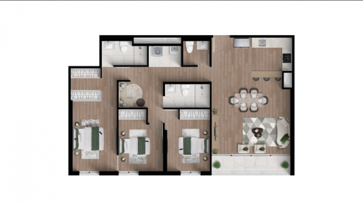 Plano del modelo X04 del proyecto TEMPUS LA PAZ 1227 - MIRAFLORES en Miraflores
