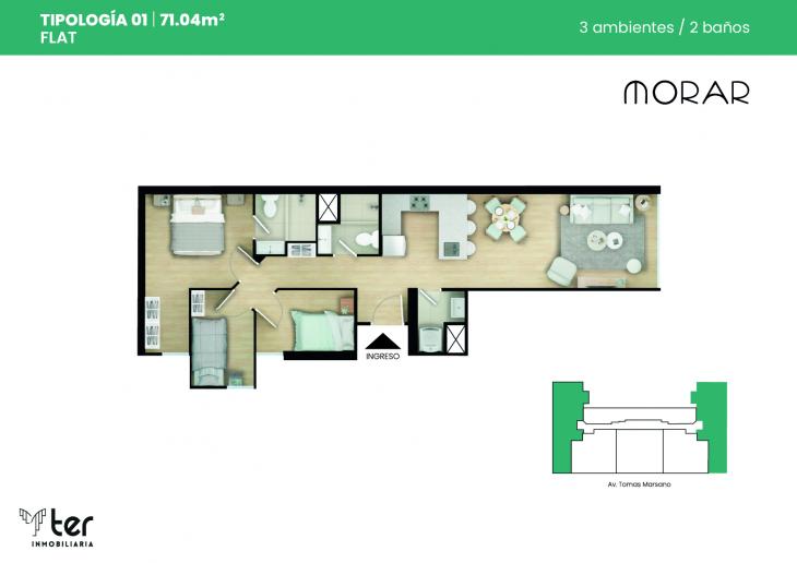 Plano del modelo 1B del proyecto MORAR en Surquillo