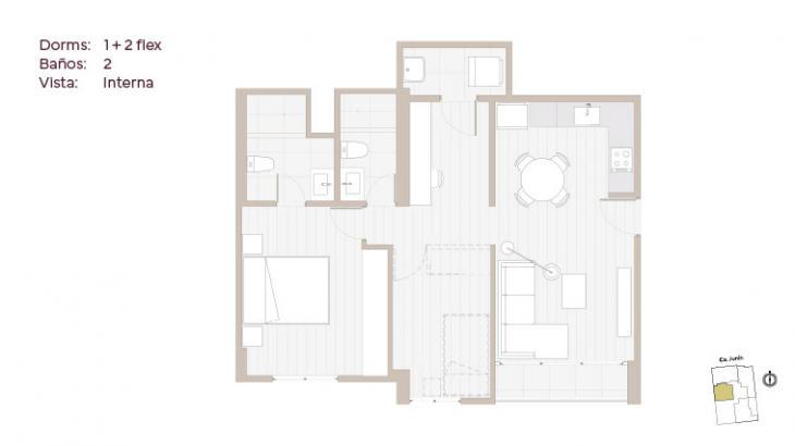Plano del modelo T03 del proyecto Living Soho en Miraflores