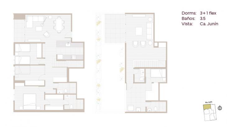 Plano del modelo 1002 del proyecto Living Soho en Miraflores