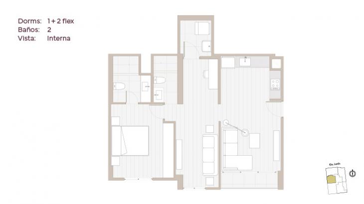 Plano del modelo 1003 del proyecto Living Soho en Miraflores