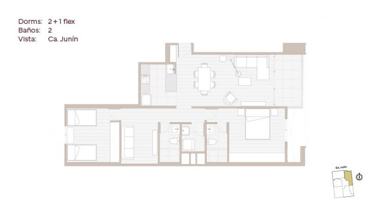 Plano del modelo T01-B del proyecto Living Soho en Miraflores